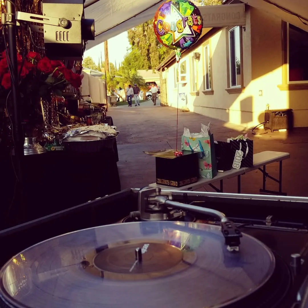 Turntable set up at an outdoor street event